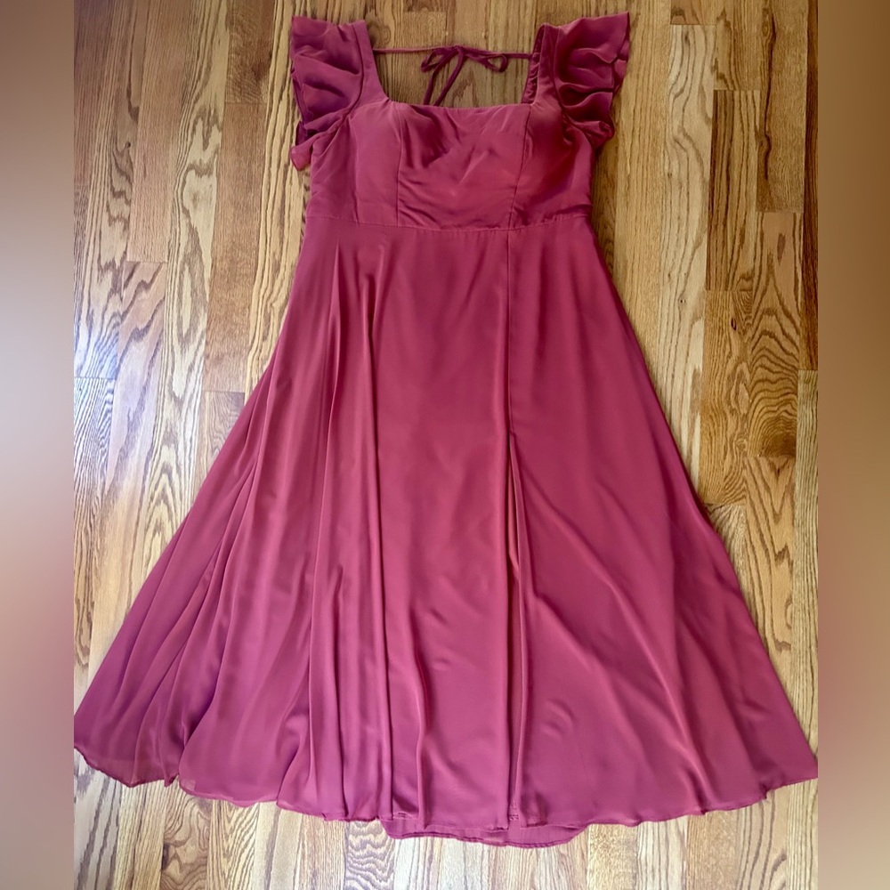 AZAZIE BONDI
Terracotta A-Line Ruffled Chiffon Dress - Picture 4 of 8